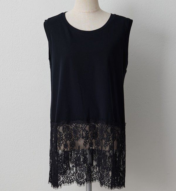  「レースヘムノースリーブカットソー」|キャミソール|