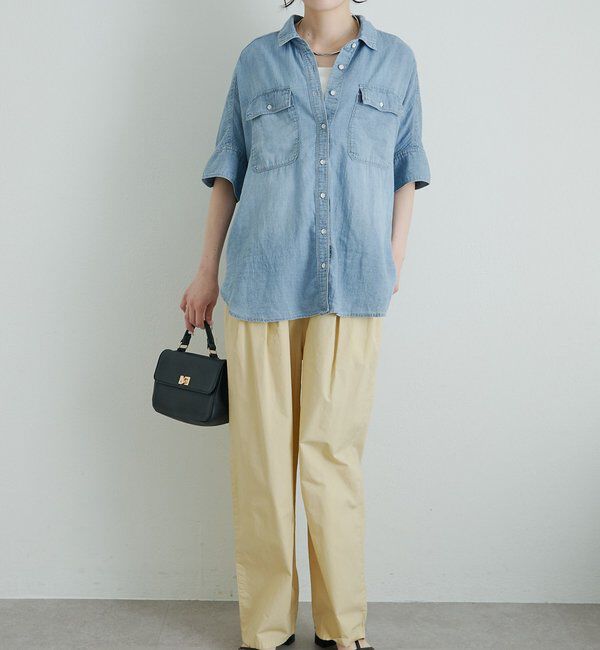  「シアーデニムハーフスリーブブラウス」|シャツ・ブラウス|
