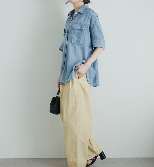  「シアーデニムハーフスリーブブラウス」|シャツ・ブラウス|