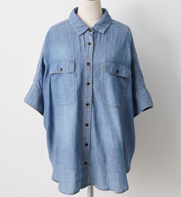  「シアーデニムハーフスリーブブラウス」|シャツ・ブラウス|