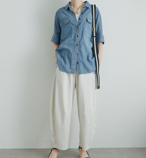  「シアーデニムハーフスリーブブラウス」|シャツ・ブラウス|
