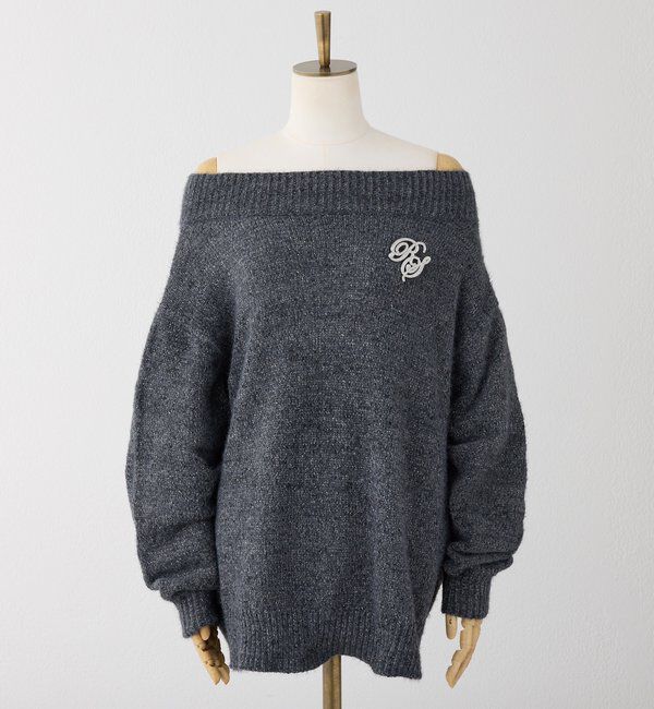  「ブローチ付きベロアモールミニニットワンピース」|ワンピース|