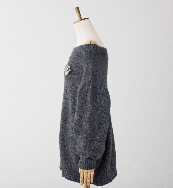  「ブローチ付きベロアモールミニニットワンピース」|ワンピース|