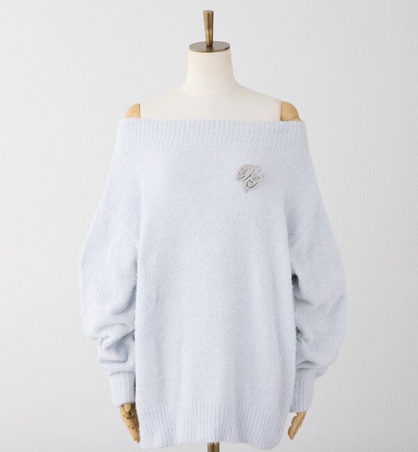  「ブローチ付きベロアモールミニニットワンピース」|ワンピース|