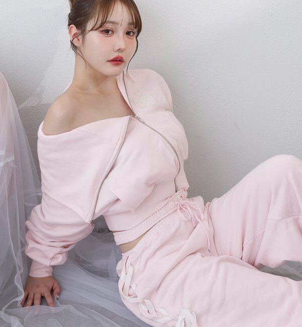  「【セットアップ可能】サイドカットレースアップスウェットパンツ」|その他|