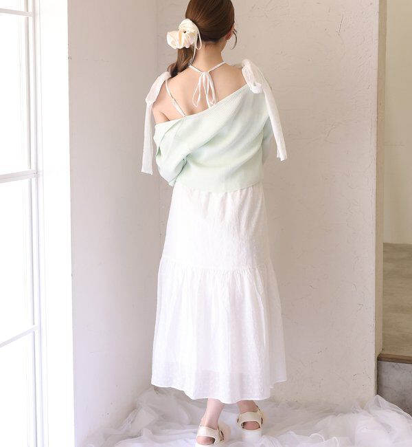  「【SMサイズ展開あり】肩リボンシャーリングキャミワンピ」|ワンピース|