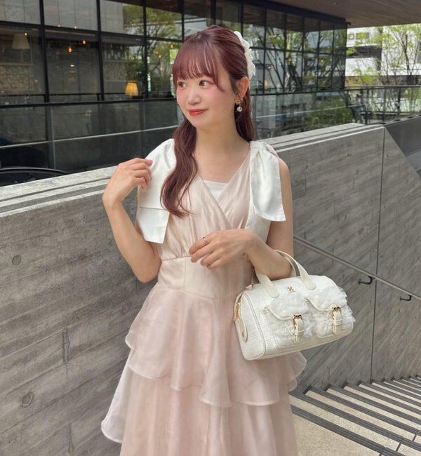  「【LouLoumei】肩リボンティアードロングワンピース」|その他|