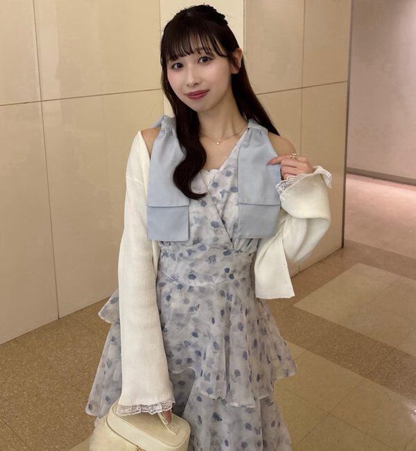  「【LouLoumei】肩リボンティアードロングワンピース」|その他|