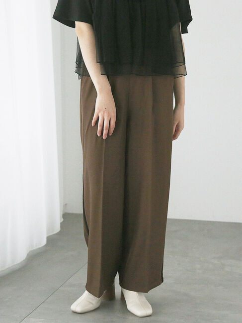 Te chichi TERRASSE「サイドラインストレートパンツ」|その他|ブラウン