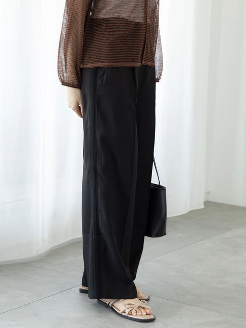 Te chichi TERRASSE「サイドラインストレートパンツ」|その他|ブラック