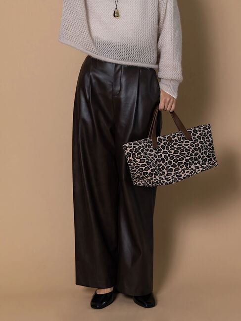 Te chichi「フェイクレザーセミワイドパンツ《2025Autumn catalog item》」|その他|ブラウン