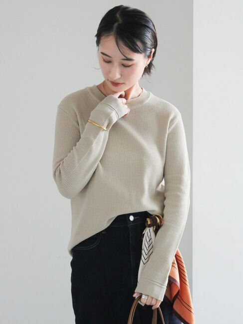 Te chichi「チャーム付きワッフルニットプルオーバー」|ニット・セーター|ベージュ