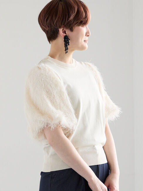 Te chichi「シャギーバルーンスリーブニット」|ニット・セーター|ベージュ