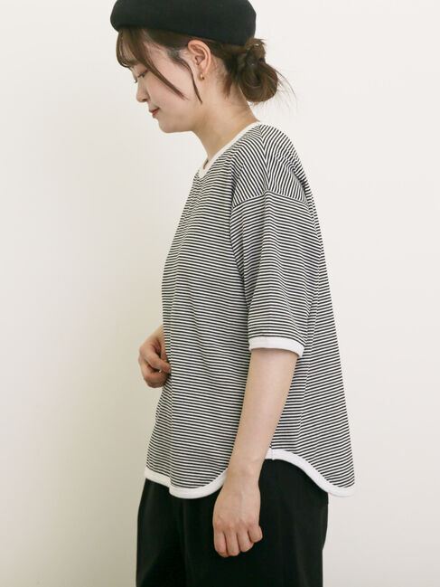Samansa Mos2「◎ラウンドヘムボーダーカットソー」|Tシャツ・カットソー|
