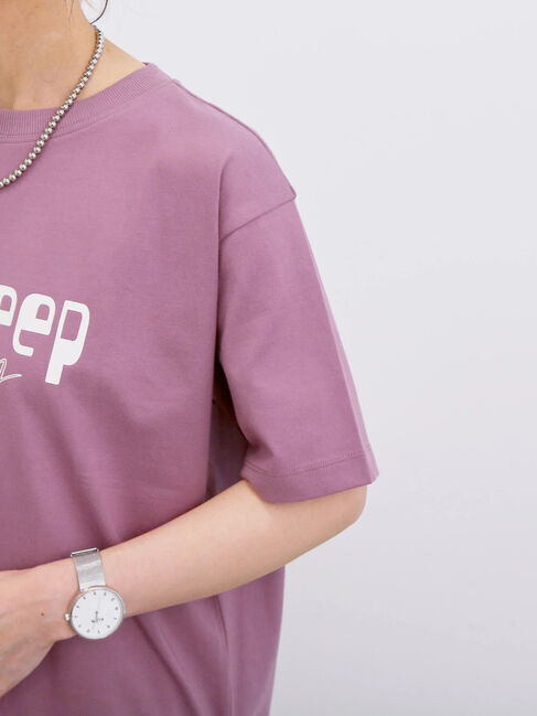 Samansa Mos2 blue「【接触冷感】ロゴプリントTシャツ」|Tシャツ・カットソー|