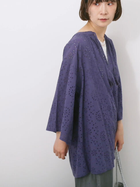 Samansa Mos2 blue「【Made in India】タッセル付ギャザーレースブラウス」|シャツ・ブラウス|