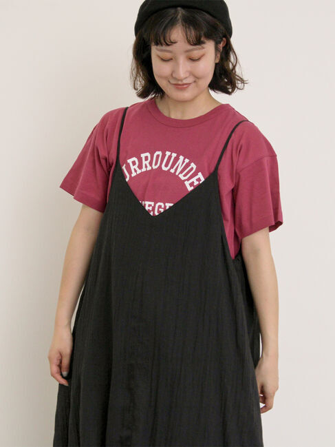 Samansa Mos2「【オーガニックコットン】ロゴプリントTシャツ」|Tシャツ・カットソー|