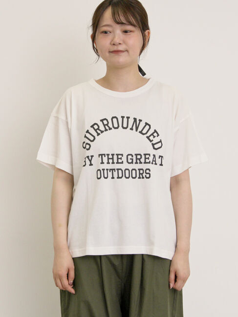 Samansa Mos2「【オーガニックコットン】ロゴプリントTシャツ」|Tシャツ・カットソー|