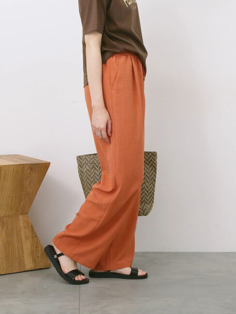 Samansa Mos2 blue「リネンタッチイージーパンツ」|その他|