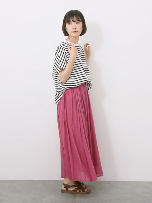 Samansa Mos2 blue「【Made in India】ボイルギャザースカート」|スカート|