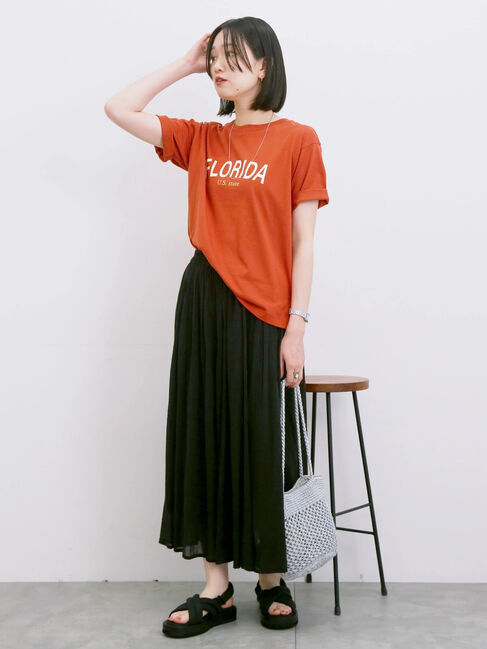 Samansa Mos2 blue「【Made in India】ボイルギャザースカート」|スカート|