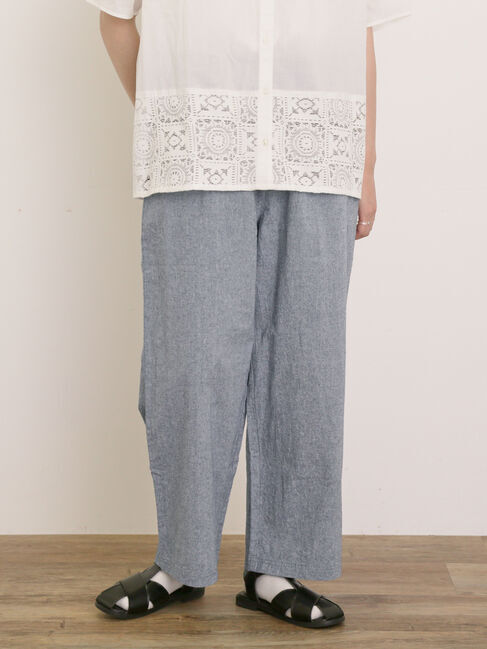 Samansa Mos2「【クールコットン】イージーストレートパンツ ≪M/Lサイズ≫」|その他|ネイビー