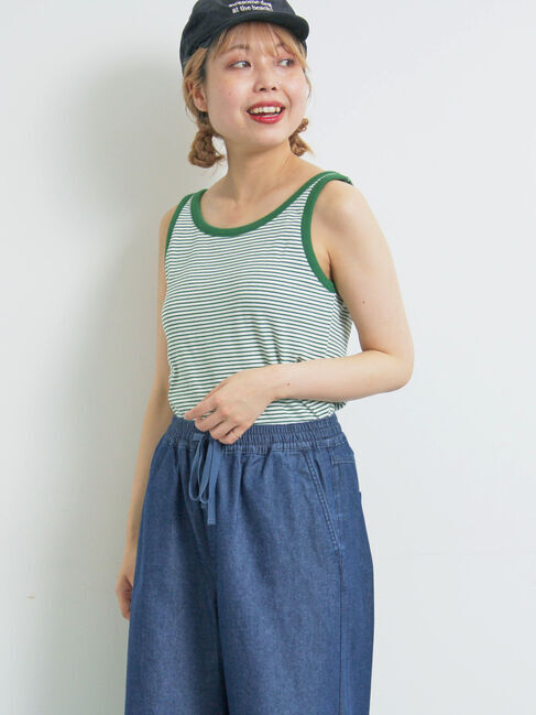 SM2「ボーダー柄アソートカップ付きタンクトップ」|キャミソール|グリーン