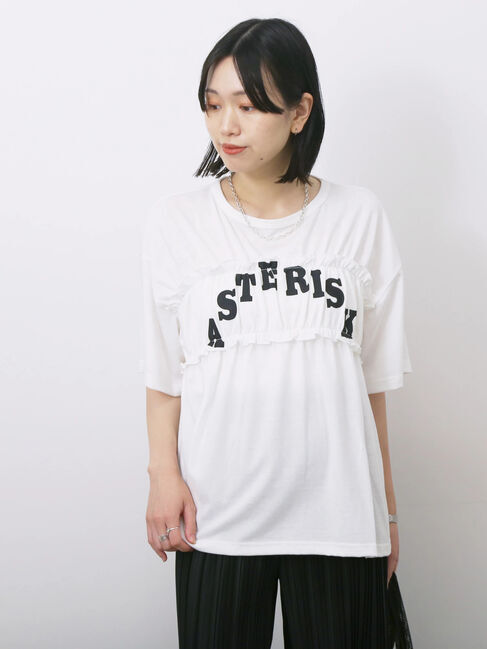 Samansa Mos2 blue「◎【接触冷感】シャーリングドッキングTシャツ」|Tシャツ・カットソー|