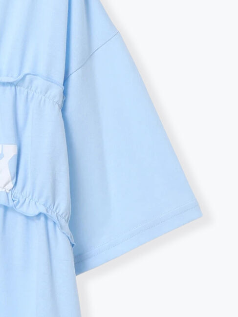 Samansa Mos2 blue「◎【接触冷感】シャーリングドッキングTシャツ」|Tシャツ・カットソー|