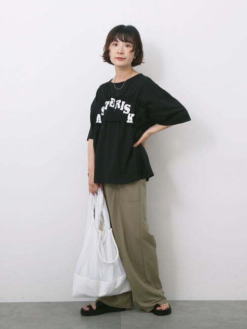 Samansa Mos2 blue「◎【接触冷感】シャーリングドッキングTシャツ」|Tシャツ・カットソー|