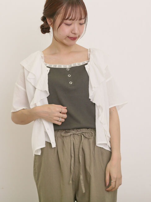 Samansa Mos2「裾レイヤード風レースキャミ」|キャミソール|