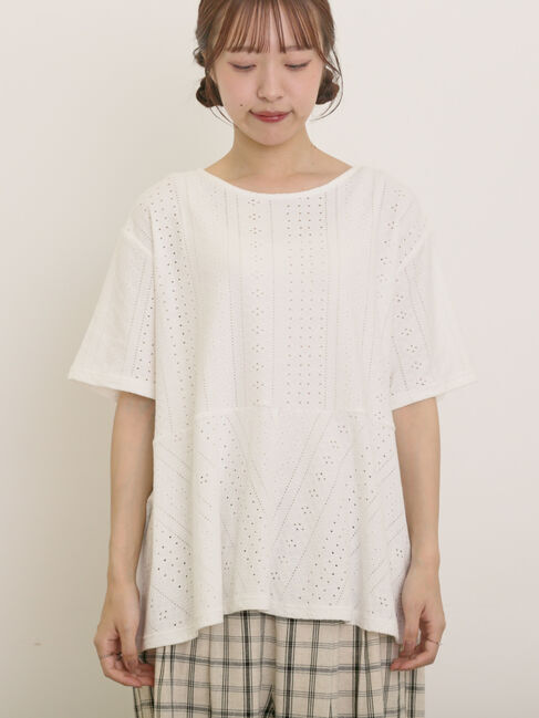 Samansa Mos2「アイレット切替フリルカットソー」|Tシャツ・カットソー|