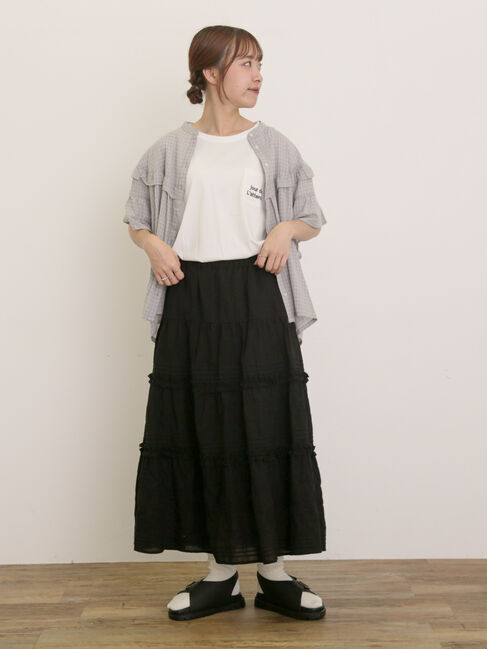 Samansa Mos2「フリル切替ブラウス」|シャツ・ブラウス|