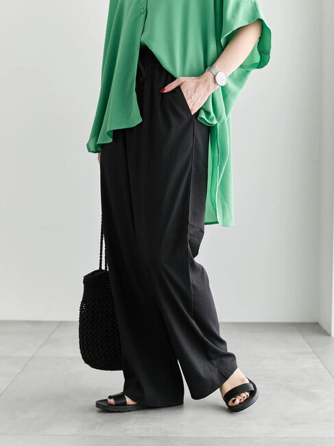 Samansa Mos2 blue「【接触冷感】ワイドイージーパンツ」|その他|