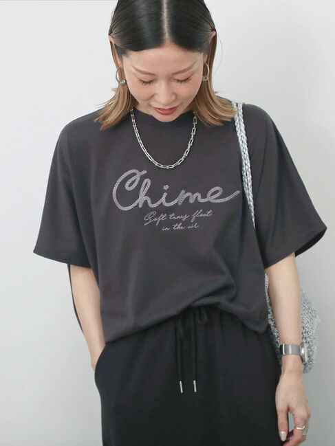 Samansa Mos2 blue「【接触冷感】ドルマンギャザー刺繍Tシャツ」|Tシャツ・カットソー|