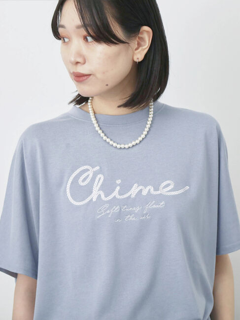 Samansa Mos2 blue「【接触冷感】ドルマンギャザー刺繍Tシャツ」|Tシャツ・カットソー|