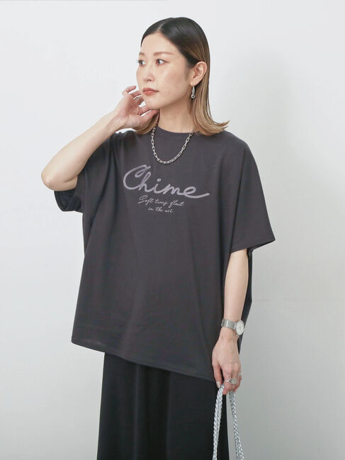 Samansa Mos2 blue「【接触冷感】ドルマンギャザー刺繍Tシャツ」|Tシャツ・カットソー|