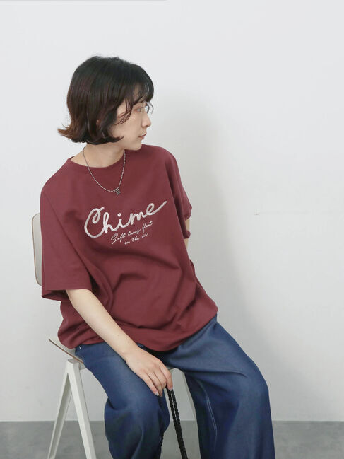 Samansa Mos2 blue「【接触冷感】ドルマンギャザー刺繍Tシャツ」|Tシャツ・カットソー|