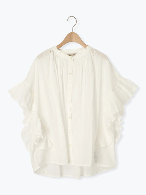 Samansa Mos2「インド柄アソート袖フリルブラウス」|シャツ・ブラウス|