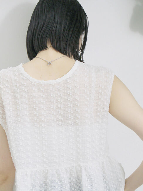 Samansa Mos2 blue「前後2wayジャカードペプラムノースリーブブラウス」|シャツ・ブラウス|