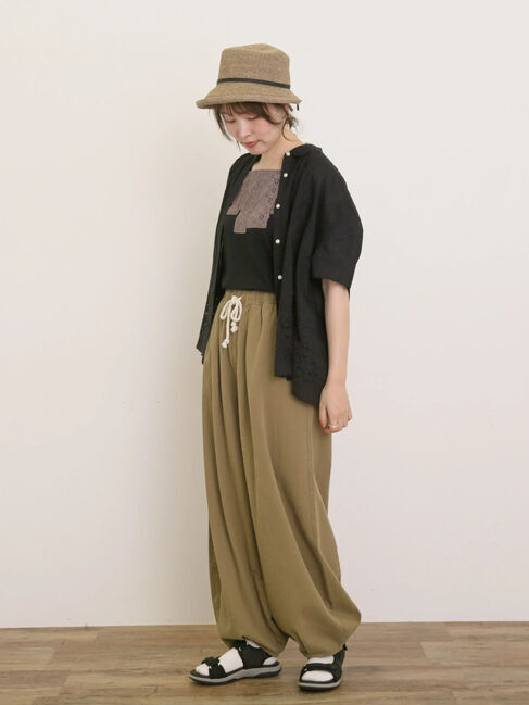 Samansa Mos2「【接触冷感】パッチワークレーススクエアネックノースリーブ」|Tシャツ・カットソー|