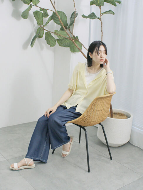 Samansa Mos2 blue「【接触冷感】ポンチョブラウス」|シャツ・ブラウス|