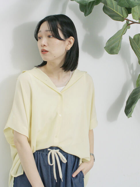 Samansa Mos2 blue「【接触冷感】ポンチョブラウス」|シャツ・ブラウス|