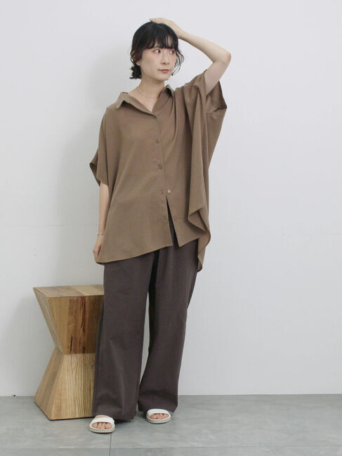 Samansa Mos2 blue「【接触冷感】ポンチョブラウス」|シャツ・ブラウス|