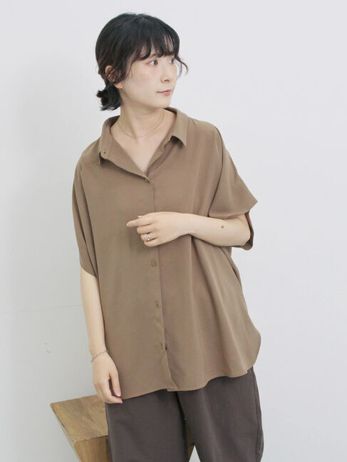 Samansa Mos2 blue「【接触冷感】ポンチョブラウス」|シャツ・ブラウス|