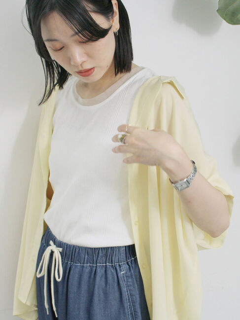 Samansa Mos2 blue「【接触冷感】ポンチョブラウス」|シャツ・ブラウス|