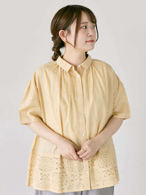 Samansa Mos2「インド裾レースシャツ」|シャツ・ブラウス|