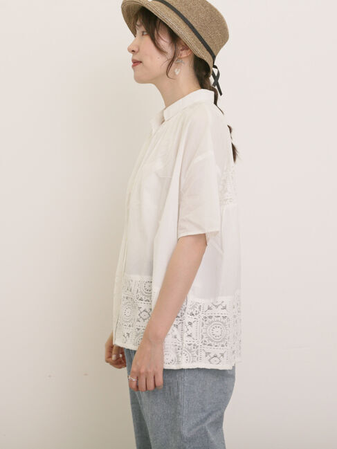 Samansa Mos2「インド裾レースシャツ」|シャツ・ブラウス|