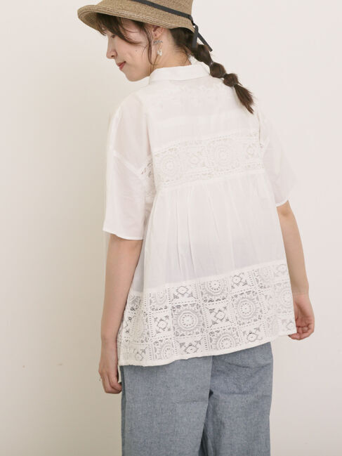 Samansa Mos2「インド裾レースシャツ」|シャツ・ブラウス|