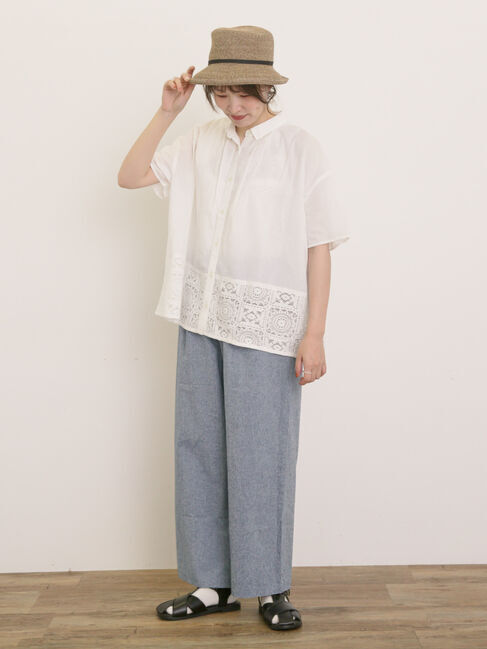 Samansa Mos2「インド裾レースシャツ」|シャツ・ブラウス|